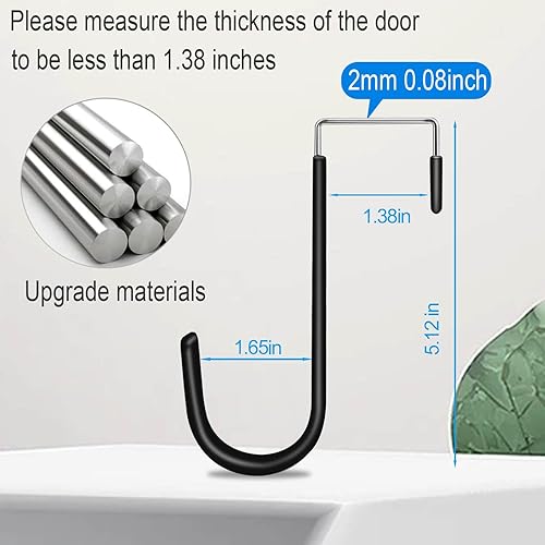 Miniatura 8 de Paquete de 6 ganchos para colgar sobre la puerta, ganchos de goma suave que evita arañazos, ganchos blancos para puerta de baño, sala de estar,