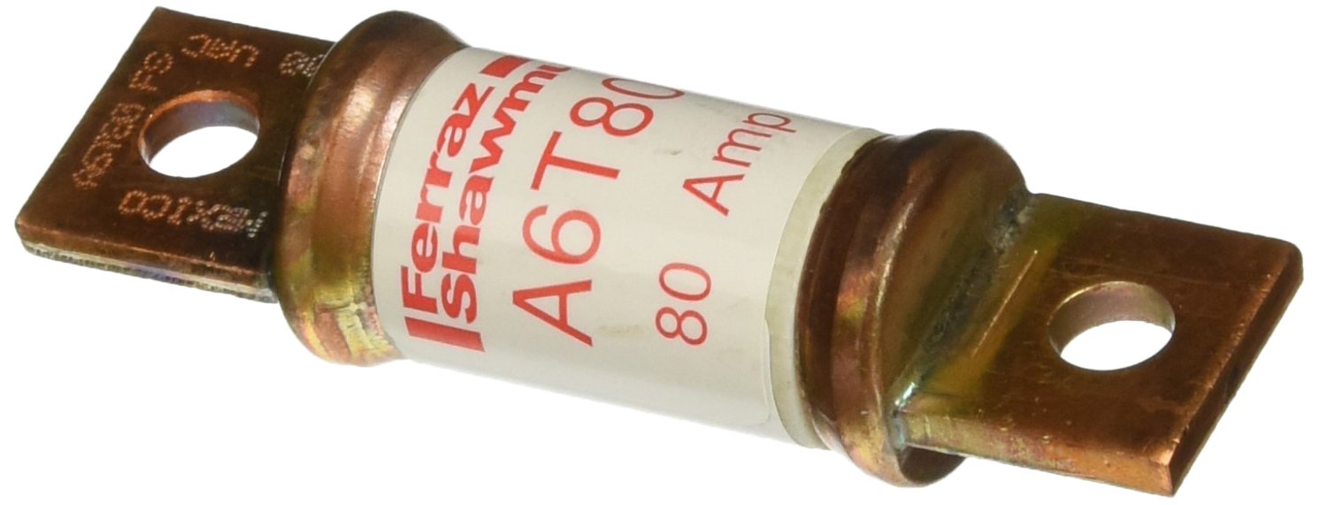 Mersen A6T Fast Acting/Class T Fuse, 600VAC/300VDC, 200kA AC/100kA DC, 100 Ampere, 11/16" Diameter x 2-61/64" Length