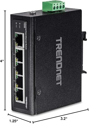 Miniatura 13 de TRENDnet Interruptor industrial de riel DIN Fast Ethernet de 5 puertos, TI-E50, 5 puertos Fast Ethernet, clasificación IP50, rango de funcionamiento