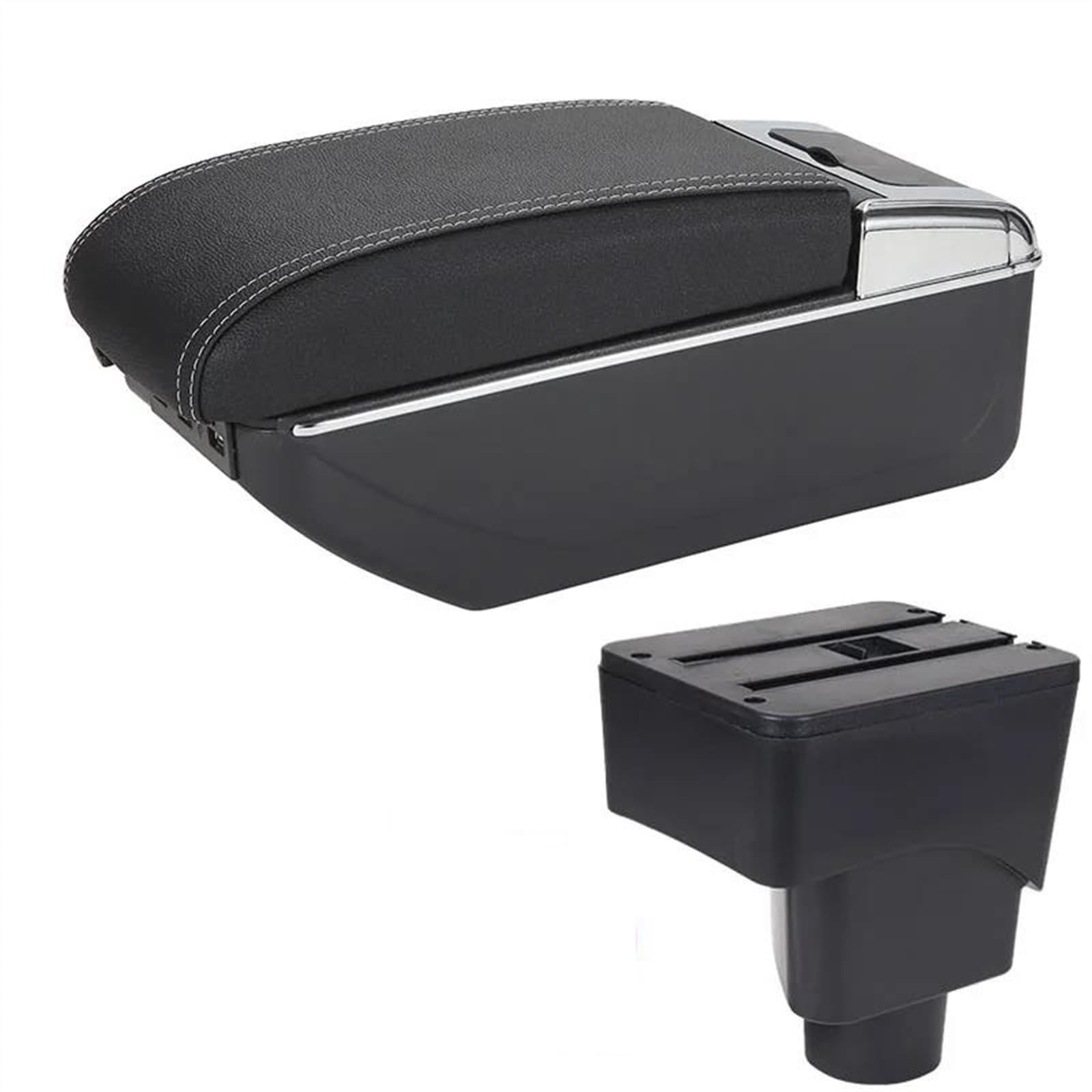 NOHEEU Car Armrest Box Interior Details Retrofit Accessories Center Storage Console For EcoSport 2013-2018(B3 Black white 7USB)