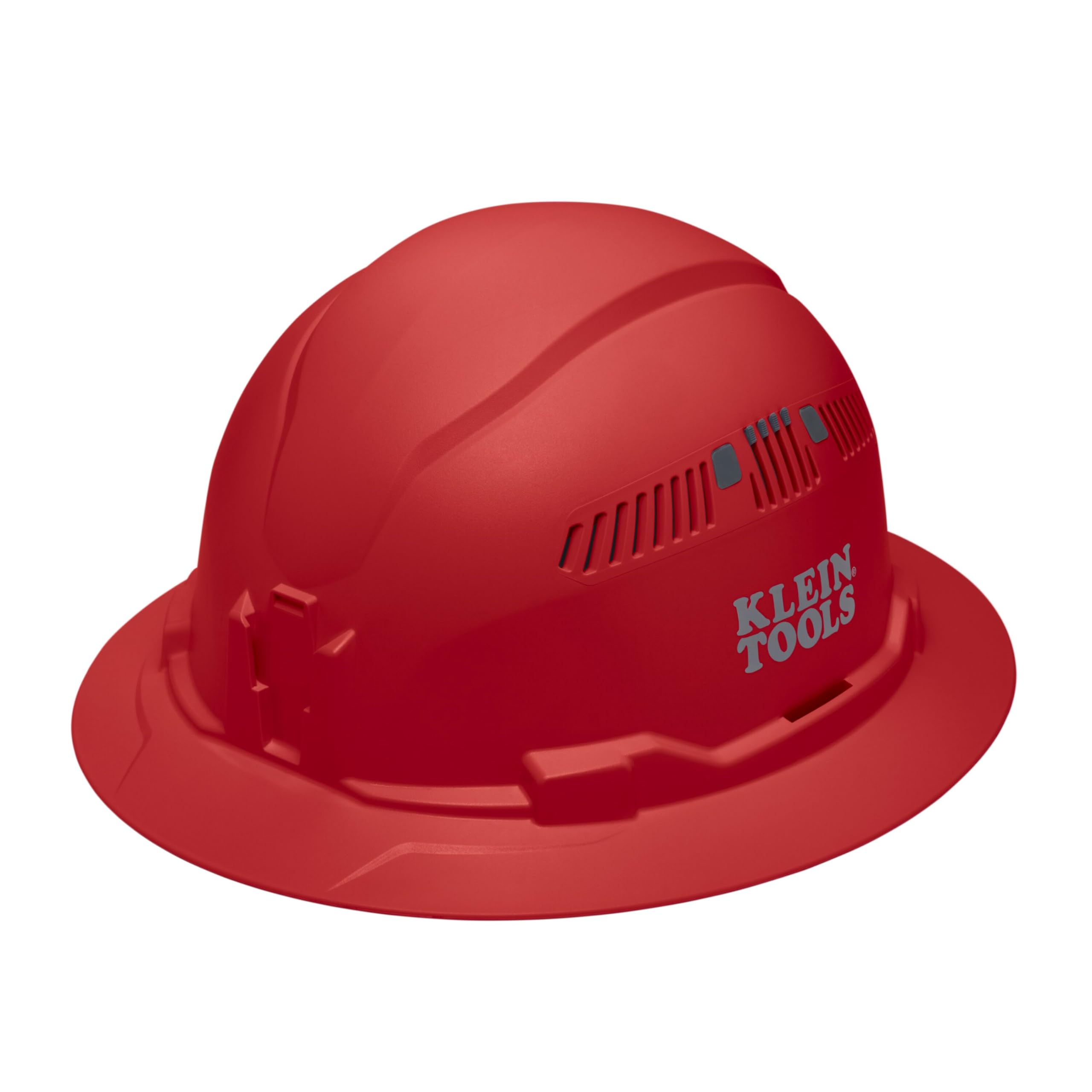 Klein Tools 60921 Casco duro, ventilado, estilo de ala completa, acolchado, banda de sudor resistente al olor, color rojo