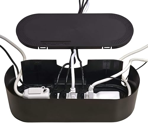 Miniatura 3 de D-Line Caja de organización de cables (grande) y cremallera organizadora de cables (8.2 pies de longitud), color negro