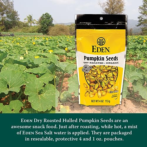 Image of Eden Organic Pumpkin Seeds, Shelled, Dry Roasted and Lightly Sea Salted, to Eat, 4 oz (12-Pack)