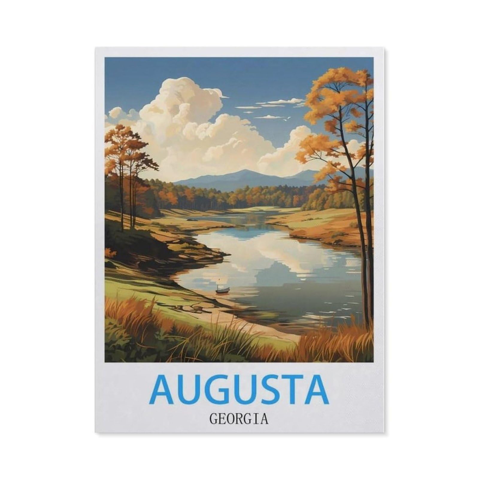 BEAYODKP 5D Diamond Painting Set for Adults and Children，Augusta Georgia Vintage Travel Posters，DIY Diamond Crystal Rhinestone Embroidery Painting（30 x 40 cm/11.81 x 15.74 inches）-CC24