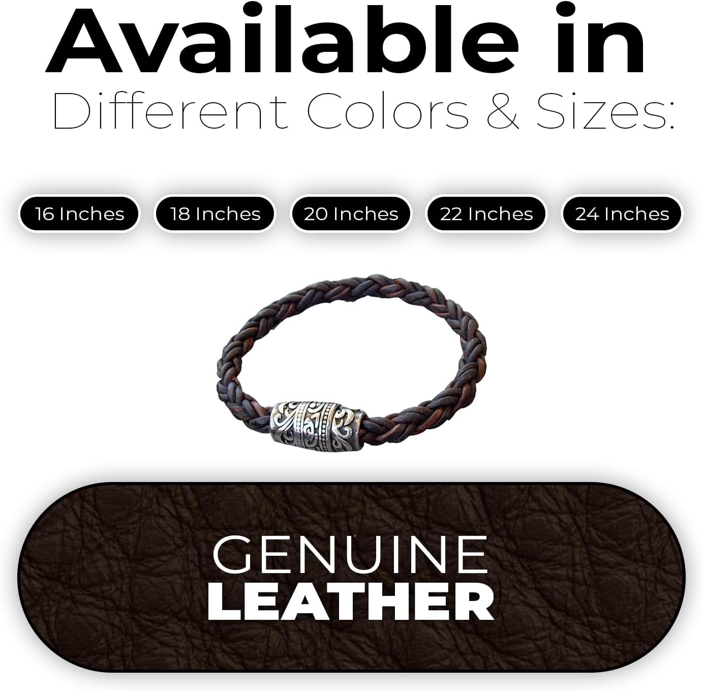 Thick Braided Leather Necklace - Ultimate Leather Necklace Cord with Clasp - Chain for Men with Added Comfort - Available in 16,18,20,22 inches or Custom