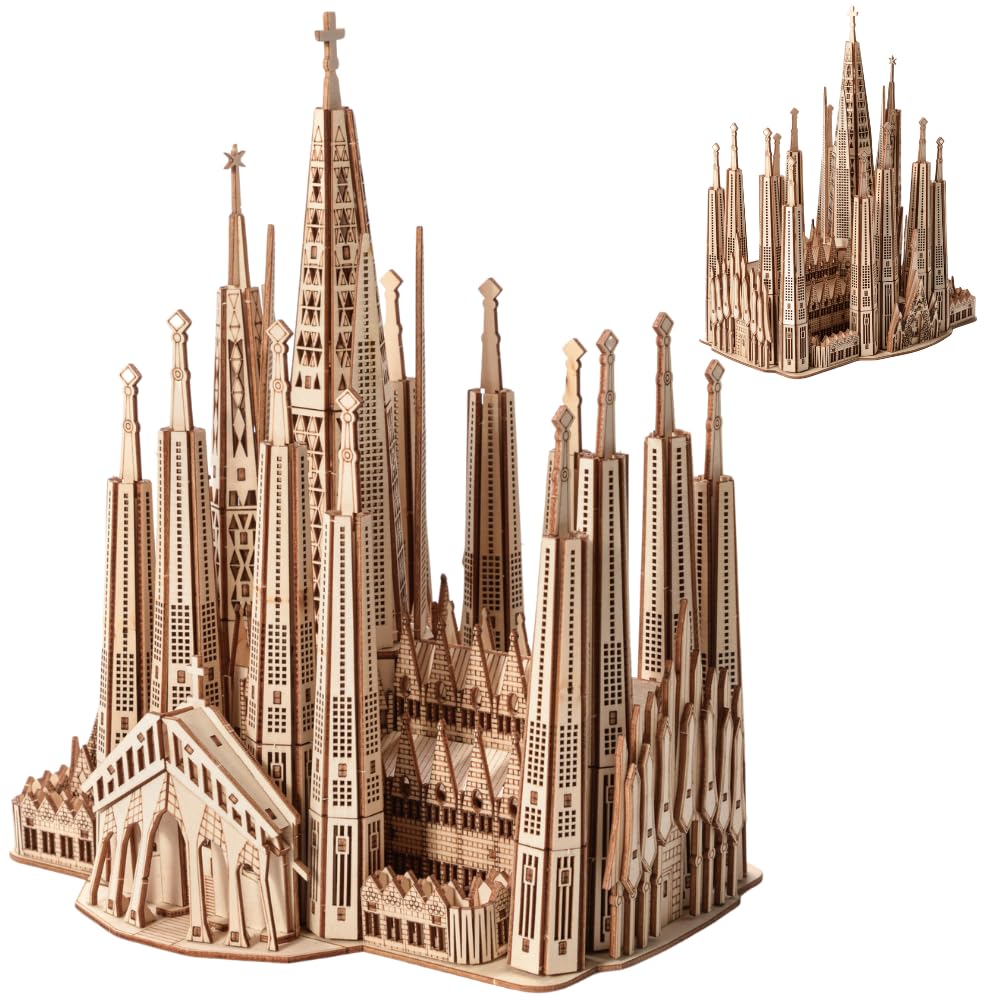 Little Story Puzzle éducatif en bois - Modèle 3D - Kit à faire soi-même - Cadeau pour enfants et adultes - (Sagrada Familia)