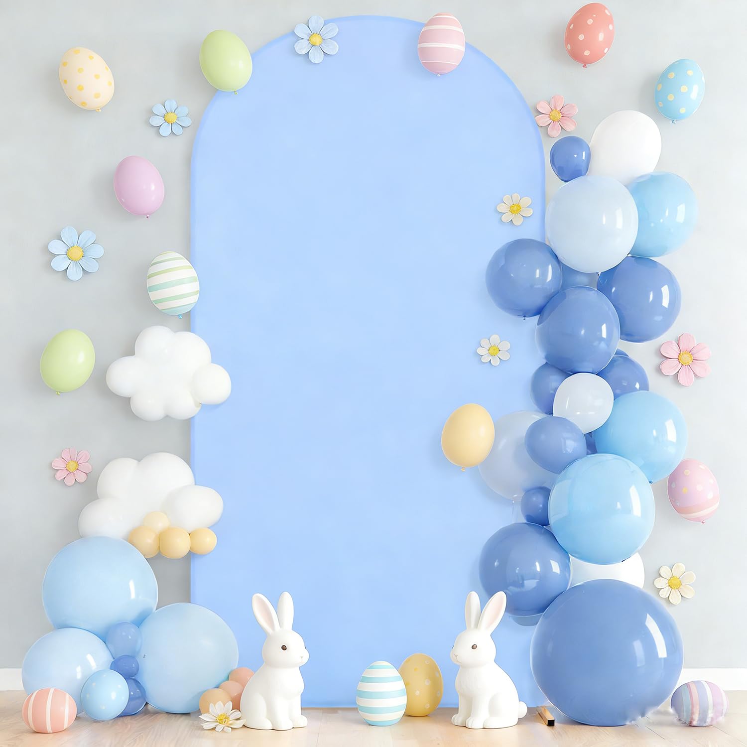Party Talk 6FT Baby Blue Arch Covers Wrinkle-Free Spandex Fitted Arch Stand Cover Wedding Arch Backdrop Covers with Zipper for Baby Shower Birthday