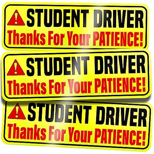 ASSURED SIGNS Student Driver Magnet for Car - Reflective Sign, 3 Pack