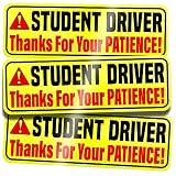 Student Driver Car Magnet Sticker Signs - Essential Magnetic New Driver Sign for Bumper - 3 Pack, 12