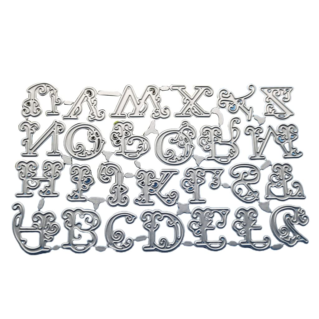 Kalttoy B Uppercase 26 Letters Metal Cutting Die 26 Letters Die Cuts Embossing Script Stencils For Irthday Cards Metal Cutting Dies Embossing Stencil For Crafting Scrapbooking Irthday Christmas