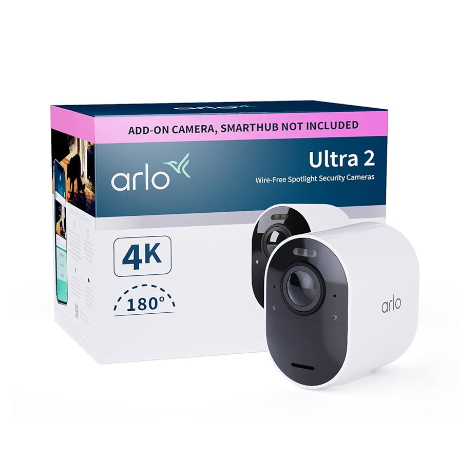 【美品】Arlo Ultra 2 4K UHD 180° Ultra Wide Arlo Ultra 2 Security Camera Outdoor, 4K UHD Add-on Camera