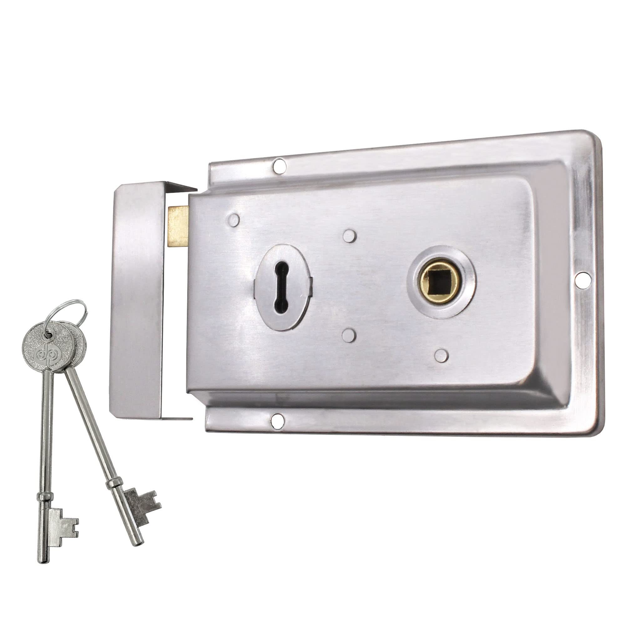 Eai Satin Chrome Traditional Rim Sashlock Surface Mounted Lock 156 X 106Mm