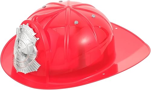 Lurrose Sombrero de bombero de plástico para niños, sombrero de bombero rojo, casco de bombero, casco de bombero para niños, accesorio de disfraz