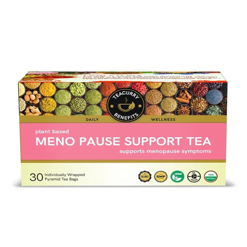 TEACURRY Meno Pause Tea - (1 Month Pack | 30 Tea Bags) - Helps to Delay Meno Pause | Relief Tea for Women | Made With Raw Ingredient - Shatavari, Pearmint, Ginger ((1 Month Pack | 30 Tea Bags))
