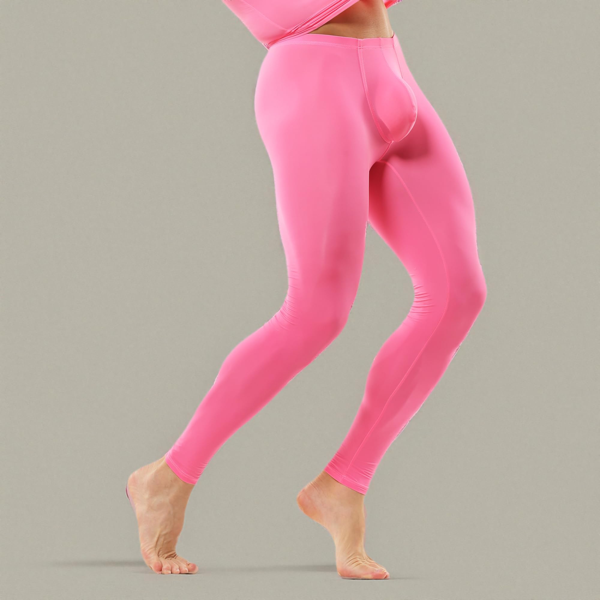 DTODWW Men's Tights Pants Underwear Long Trousers Lightweight Workout Base Layer Leggings for Yoga Dance: Rose X-Large