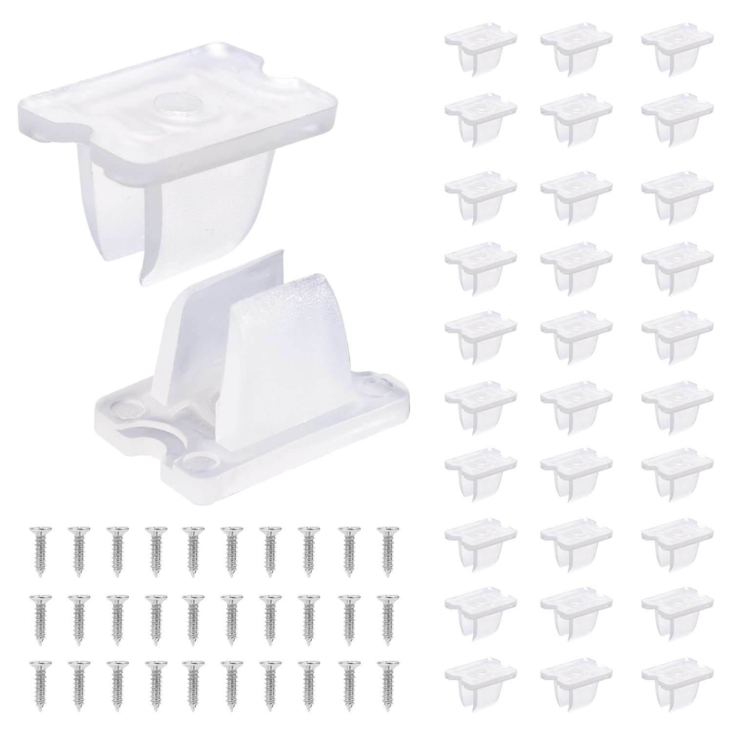 Gosknor 30pcs Led Light Clips, Led Strip Light Clips Led Strip Light Holder Mounting Clips Indoor Light Clips Neon Mounting Clips Fixing Clamps Holder with Screws for 5-6mm/0.2-0.24inch LED Lights