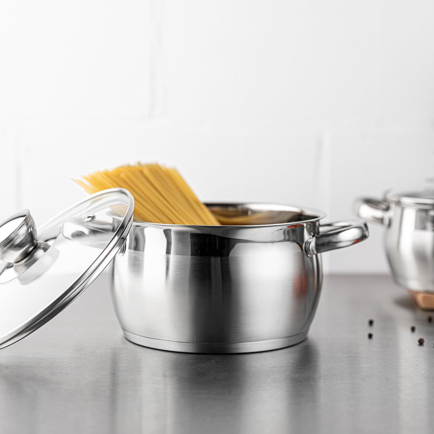 Pentola Florina Oliver 6L Acciaio Inox 24cm - Con Coperchio Vetro Per Induzione E Lavastoviglie - Foto 2