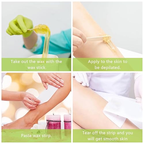 Miniatura 7 de 500Pcs Wax Strips and Wax Applicator Sticks Kit, Includes 400Pcs Wooden Wax Sticks 100Pcs Non Woven Waxing Strips, Eyebrow Waxing Strips, Body Wax