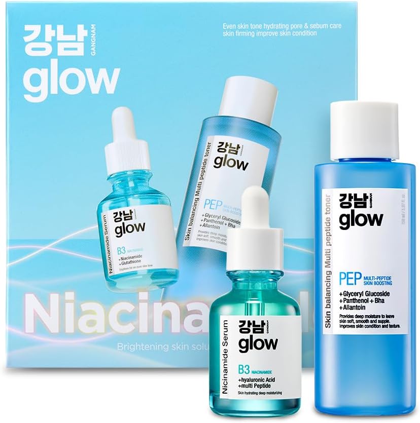 Skin-Smoothing Solution Duo - Multi-Peptide Toner 5.07fl oz & Niacinamide (Vitamin B3) Serum 1.01fl oz I Korean Skincare I Special Gifts for Women