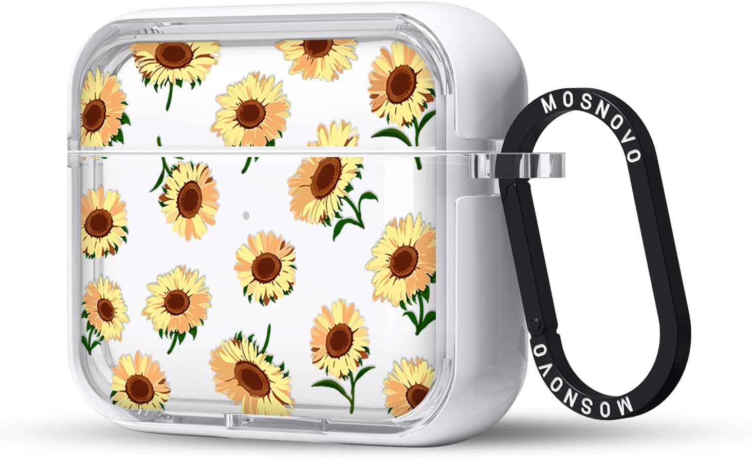 Case for Airpods 3rd, Protective Clear Case with Shockproof Dual Layer Hard Luxe Metal Ring Designed for AirPods 3rd Generation - Sunflowers