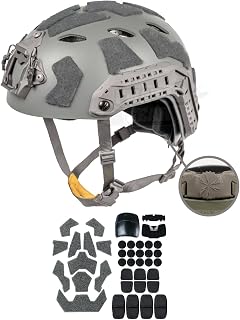 FMATAL GEAR SF Right Angle Vent Hole Fast Helmet, Surface Sandblast Treatment, not Reflective ABS Tactical Helmet for Airsoft, and Outdoor Sports, Lightweight and Adjustable