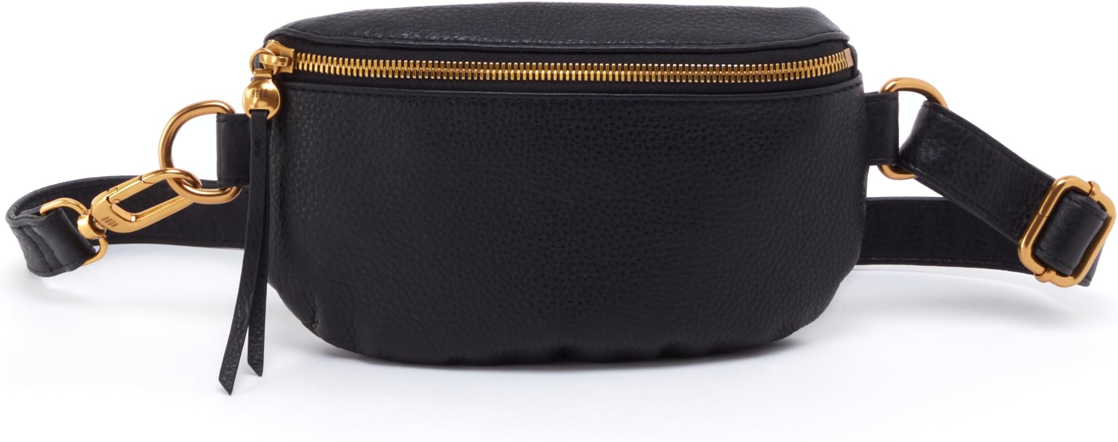 Fern Leather Convertible Crossbody, Sling, and Belt Bag - Lightweight & Adjustable, Zip Closure, with Capacity for Essentials & Accessories for Travel, Black