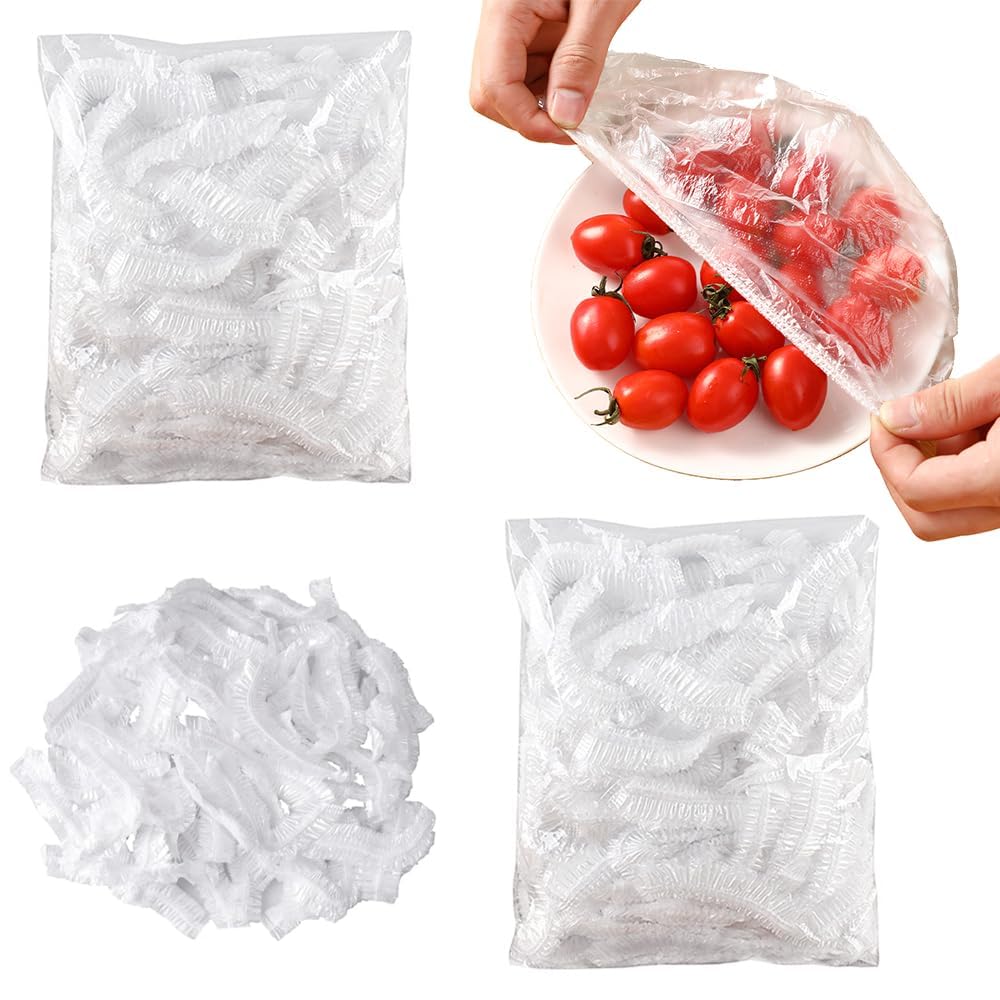 200PCS Shrinkable Food Covers Fresh Keeping Bags Elasticated Covers Plastic Cling Film Bags Plastic Stretch for Keeping Meals Fruits and Vegetables Fresh in the Refrigerator