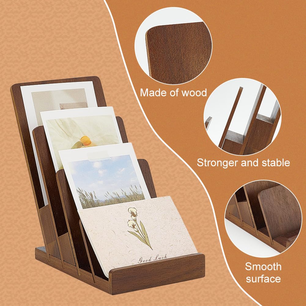 FINGERINSPIRE Présentoir de Brochures en Bois à 4 Niveau 16.7X11.5X19