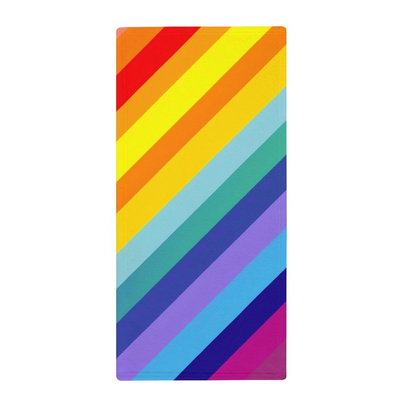 Anceky Quick-Dry Luxury Bath Towels, LGBT Pride Flag Rainbow Stripe Ultra Soft Hand Towels for Gym, Pool, Spa & Hotel Bathroom Essentials