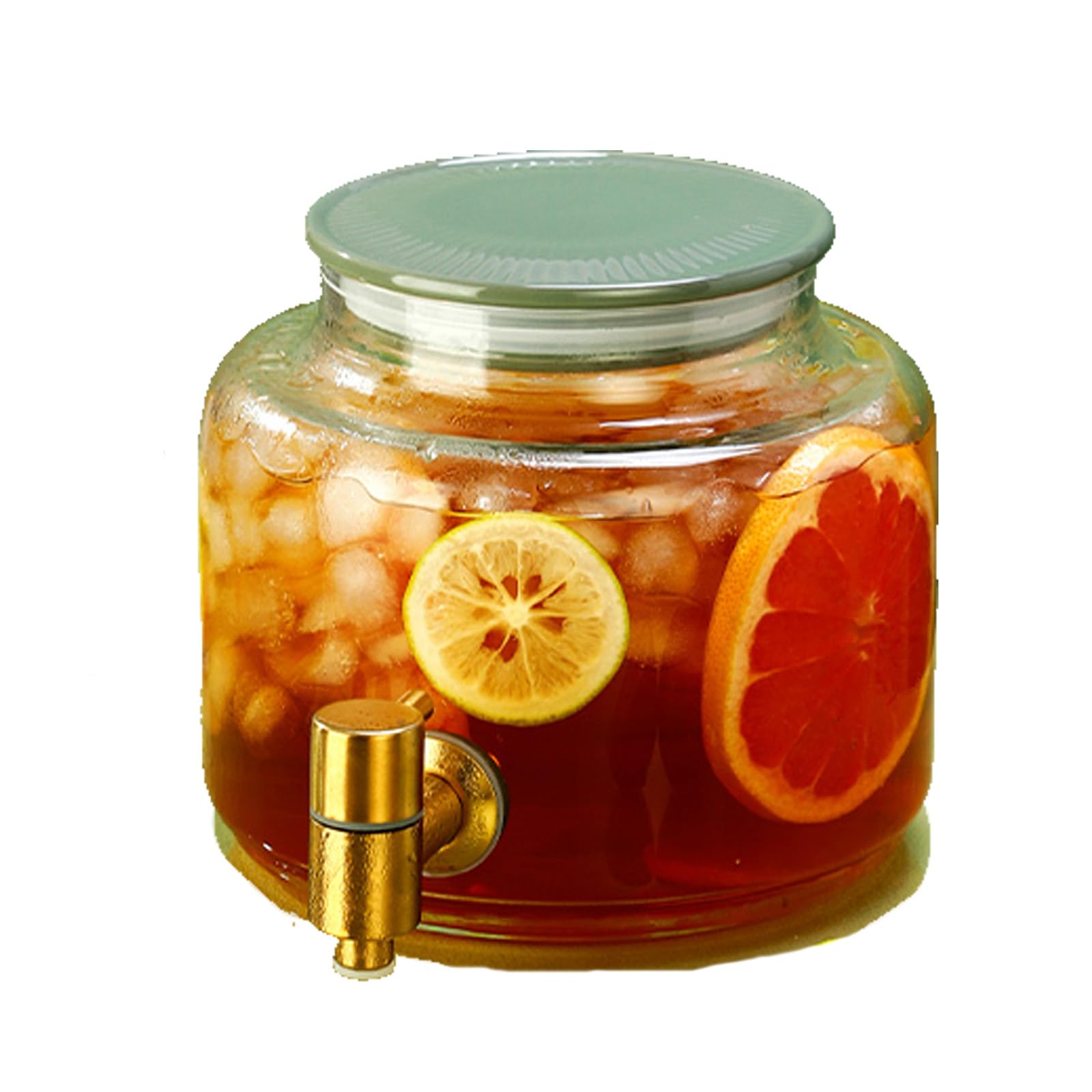 Dispenser per Bevande con Rubinetto,Dispenser per Bevande in Vetro,Dispenser per Succhi di Botte di Birra,Caraffa per Bevande Calde E Fredde con Supporto,B Faucet,Without Bracket