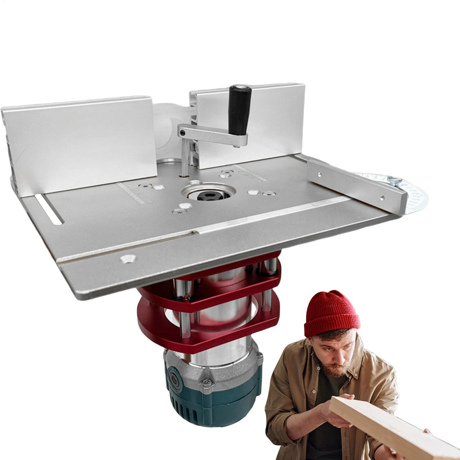 Elevador para Mesa de Fresadora Antióxido con Escala Clara | Placa Base De Inserción Para Sierra Mesa Máquina Grabadora Para Madera, Recortadoras Pequeñas, Motores Y Elevación Mesa