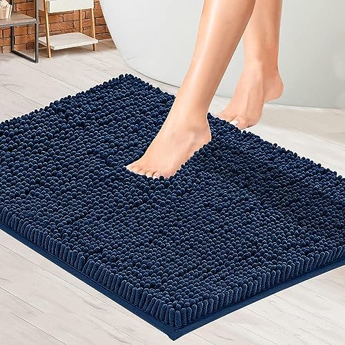 MAYSHINE Chenille Bath Mat, Non Slip Bathroom Mat for Bathroom, Absorbent & Machine Washable Toilet Mat, Soft Plush Bathroom Rug, Bathroom Accessory (Charcoal Grey, 60x100cm)