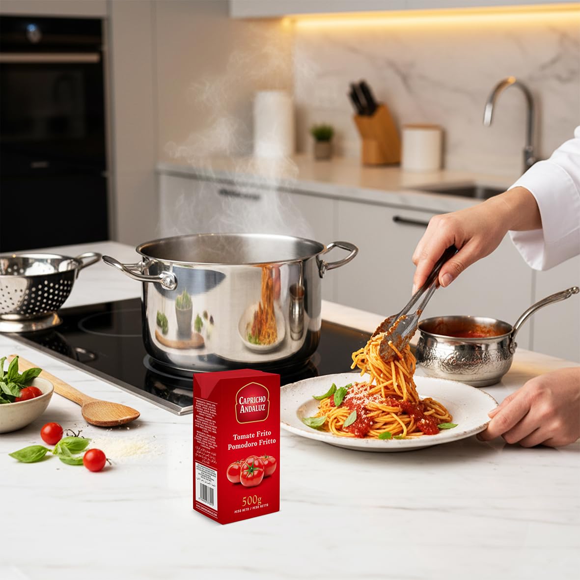 Capricho Andaluz - Tomate Frito Brik 500 g, Sabor Casero, Sin Conservantes, Listo para Pastas, Guisos, Arroces y Recetas Diarias en Casa