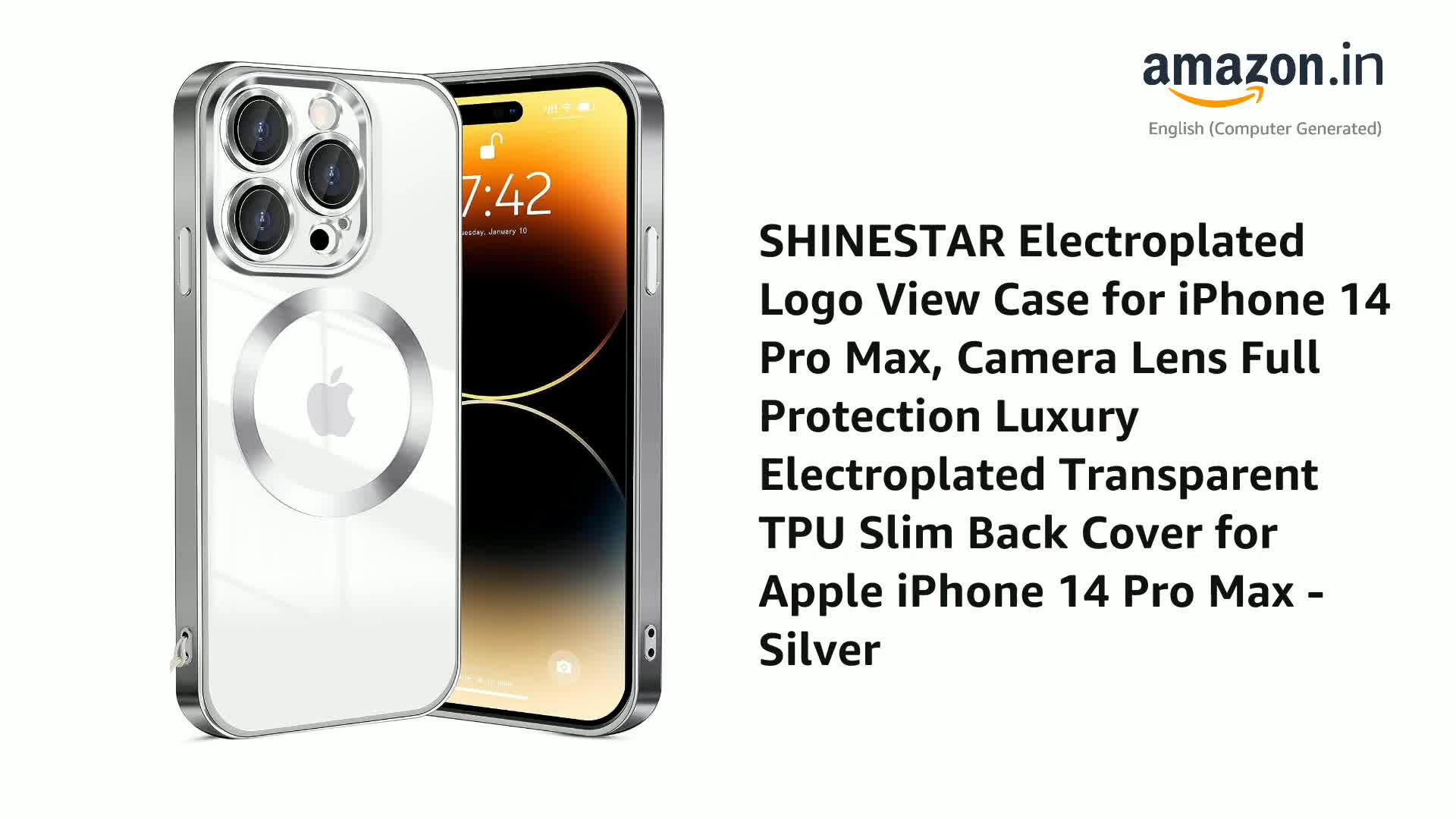 SHINESTAR Electroplated Logo View Case for iPhone 14 Pro Max