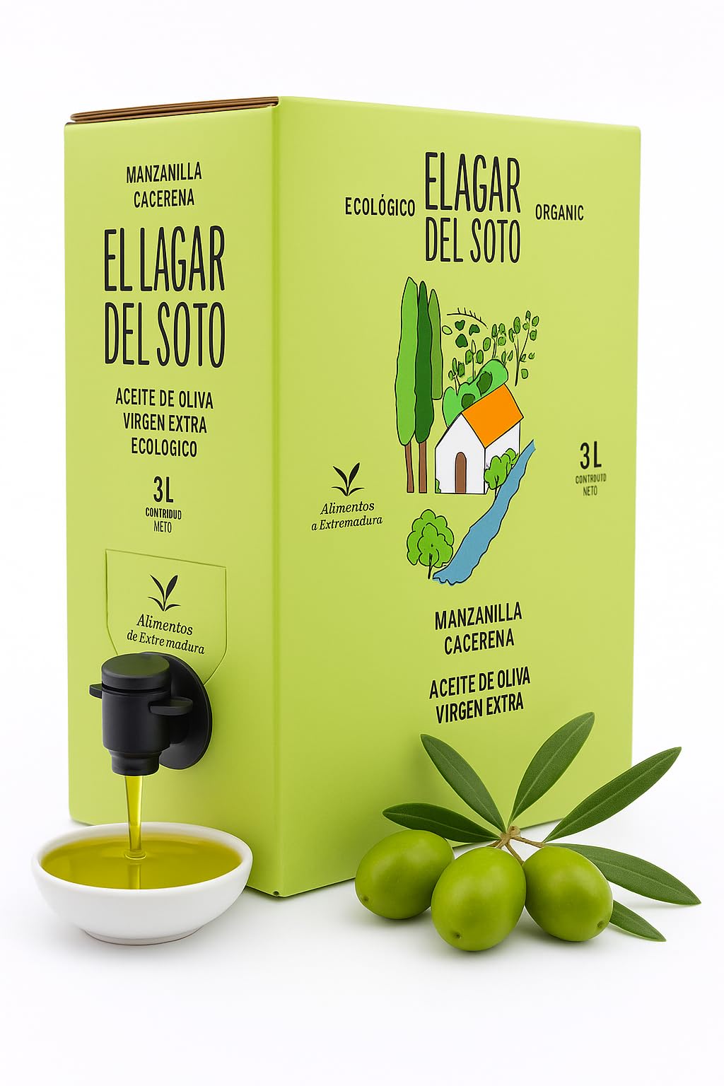 Organic Extra Virgin Olive Oil - Bag in Box 3L Capacity - First Cold Extraction - Best Organic Olive Oil from Extremadura 2022 Gold Medal Ecotrama 2022 - EVOO 3L