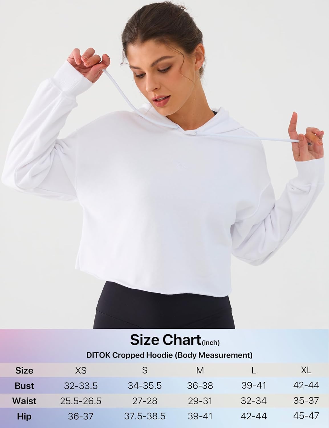 DITOK Womens Cropped Hoodie Sweatshirt Oversize Long Sleeve Loose Hoodies Ladies Drop Shoulder Pullover Casual Athletic - Image 5