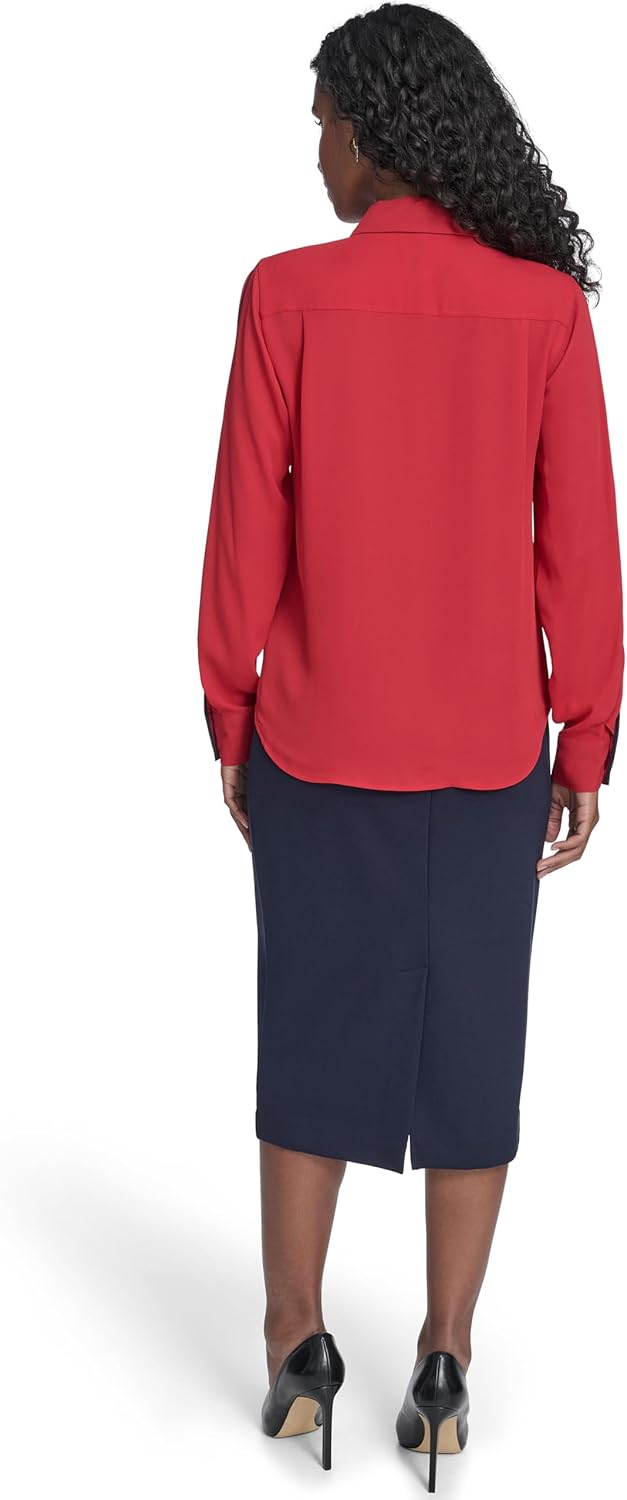 Tommy Hilfiger Womens Long Sleeve Button Up Collared Work Blouse - Image 6