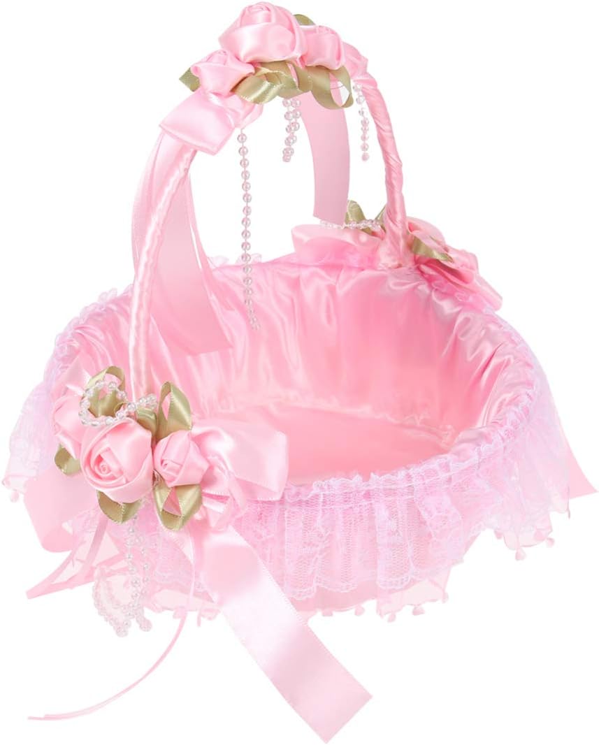 Flower Girl Basket Wedding Basket with Handle Flower Storage for Wedding Party Supplies