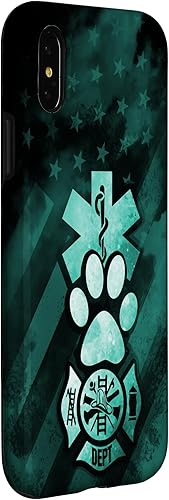 Miniatura 9 de Funda americana para iPhone 13 EMT EMS Firefighter Dog Paw Turquoise Fire Rescue