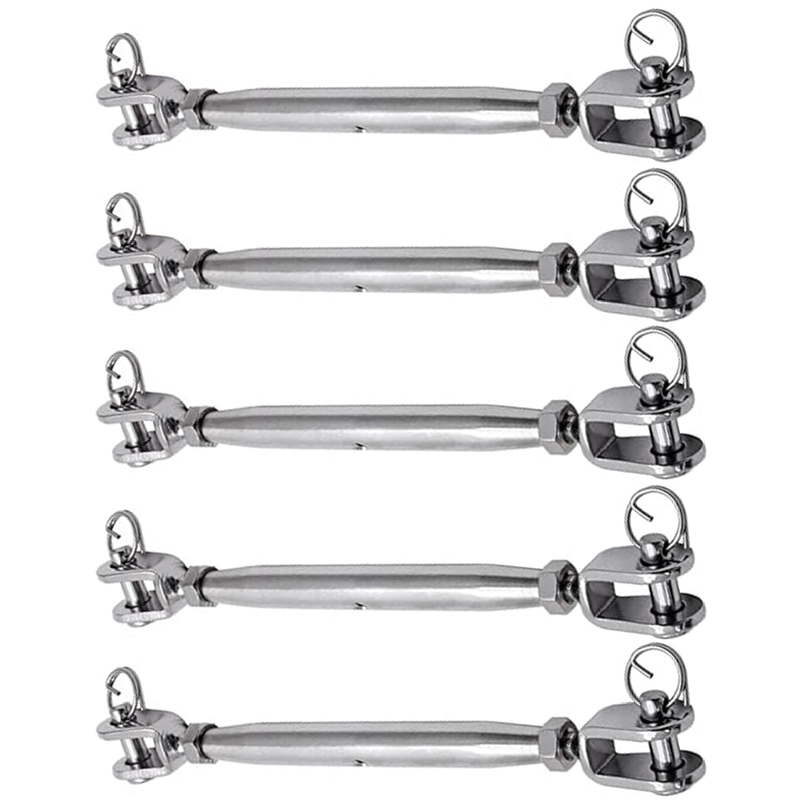 Msioytog 5Pcs Marine Stainless Steel Jaw And Jaw Turnbuckles Cable Tension Controllers For Steel Wire Industrial Rigging Systems Turnbuckle With Clevis And Wrenches Bearings