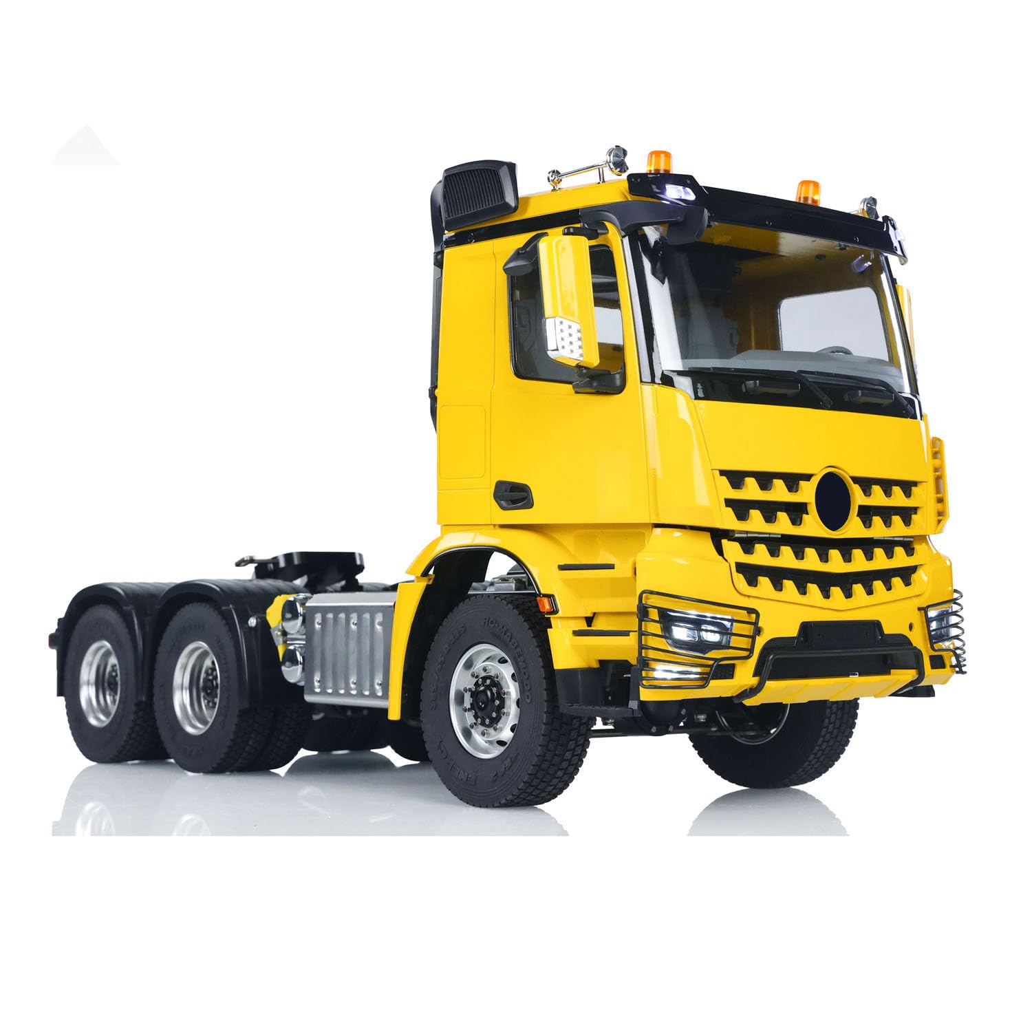 wheelfun 1/14 RC Trcuk 3363 - Modellino di auto per camion radiocomandato, in metallo, senza blocco, cambio a 2 velocità, suono luminoso, modello per adulti (giallo)