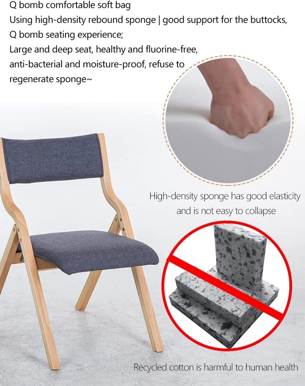 快適 コットンとリネンの背もたれ椅子大寝室折りたたみ椅子湾曲した