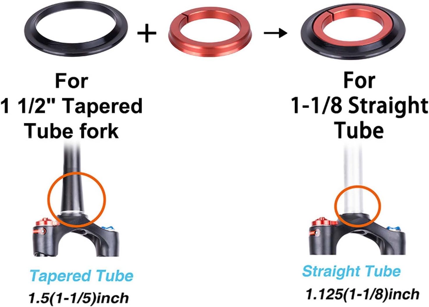 ZS44/ZS56 Headset Top Fork Expander, Aluminium Alloy Bike Headset, Bike Headset Cup Tube for Mountain Road