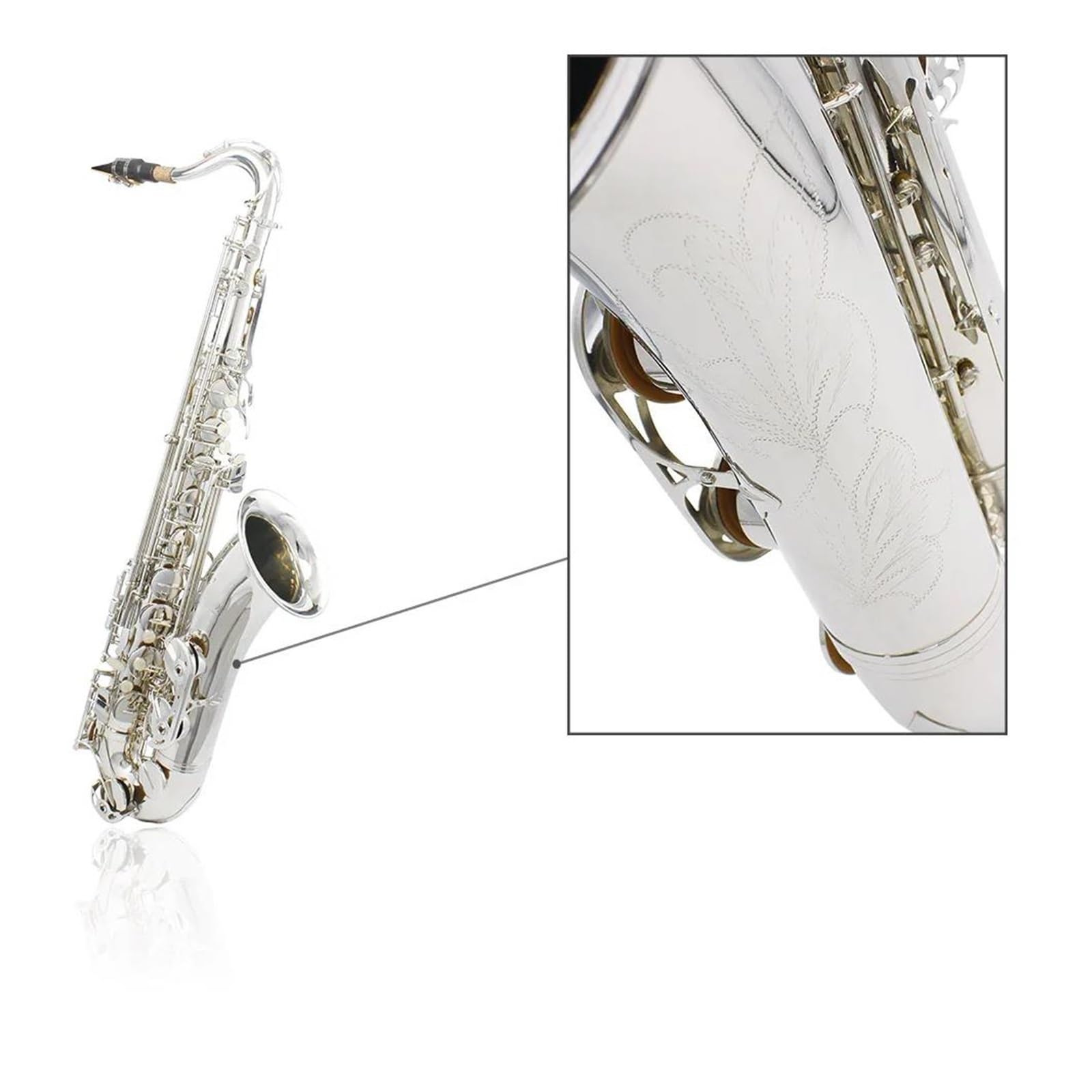sassofono SILVERING Professional Bb Sax Tenore Sax Tenore Argento Accessori Completi