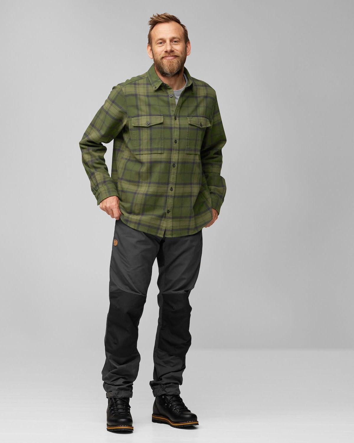 Fjällräven Övik Twill M T-shirt męski, Deep Forest/Green, XXL