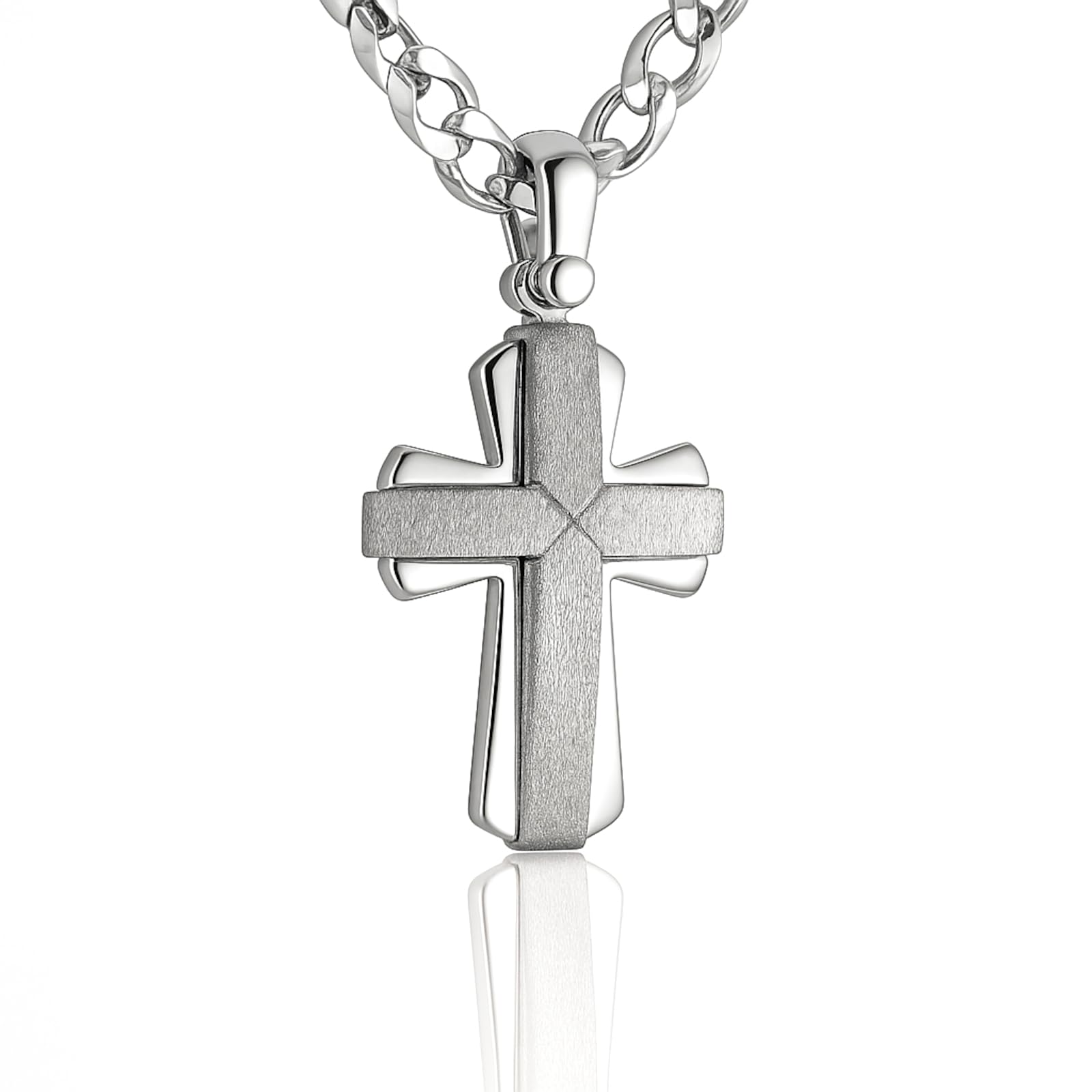 Collar de plata de ley 925 maciza para hombre con colgante de cruz de plata, con caja de joyería, idea de regalo para hombre o amigo