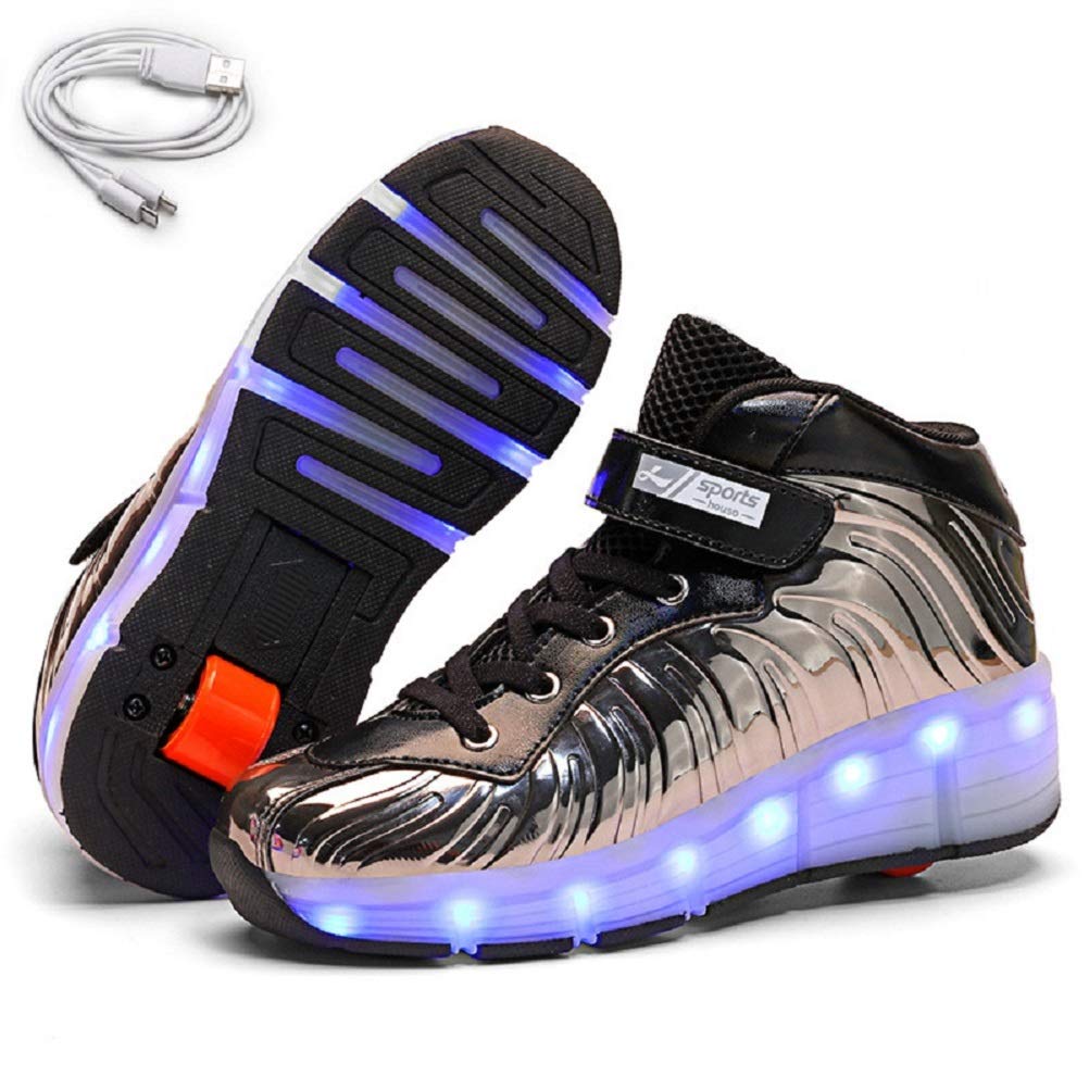 Unisex Wheel Shoes Kids LED Light up USB Charge Roller Skate Flashing Sneakers for Girls Boys Gift