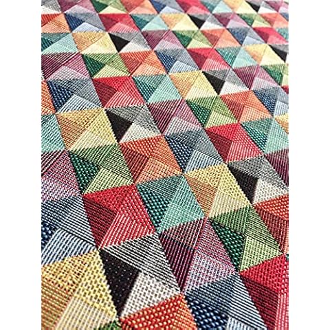 Rhombus Square Woven Gobelin Fabric Material For Upholstery Curtains - 140cm wide - Big Square weave Jacquard (sold by Metre) Cover