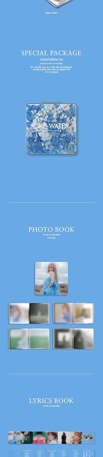Red Velvet Wendy Like Water 1st Mini album Case Version CD+1p Poster+72p PhotoBook+Lyrics Paper+Premium Card+Message PhotoCard SET+Tracking Kpop Sealed