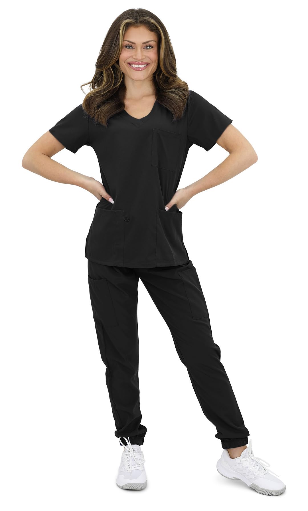 Green TownGT 4FLEX Athletic Slim Fit Jogger Top and Pant Medical Nursing Uniform Scrubs for Women Set (Small to XL)